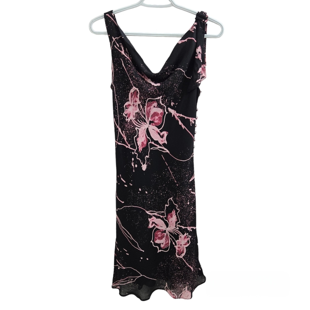 Joseph Ribkoff Black and Pink Floral Dress